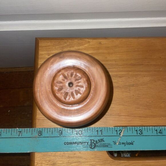 Wooden Teak Container With Lid Salt Box Trinket Holder Treasure Keeper - Picture 5 of 10